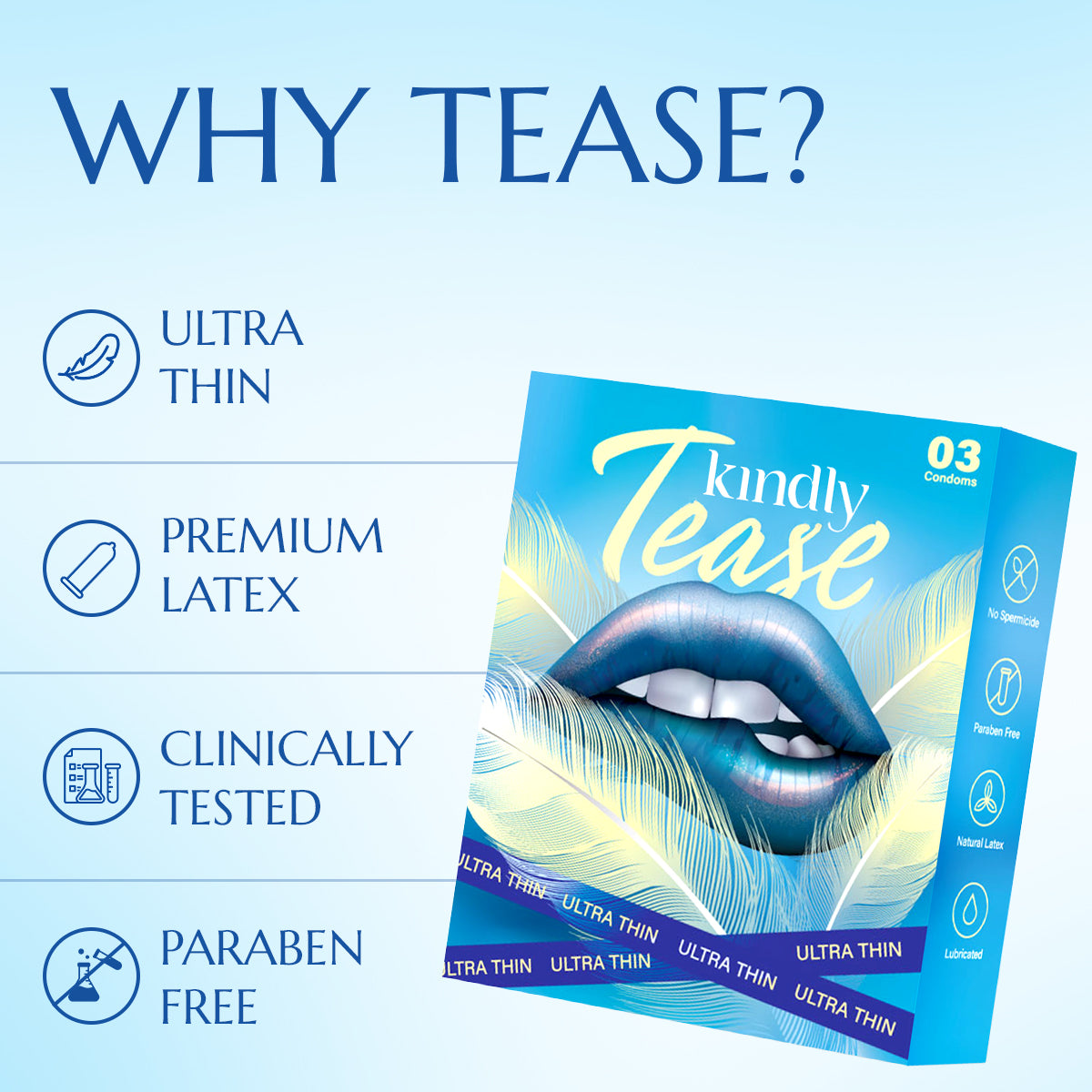 Tease Condoms- Classic Ultra Thin - Pack of 3