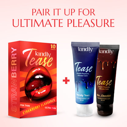 Tease Condoms- Ultra Thin- Strawberry Flavour -Pack of 10